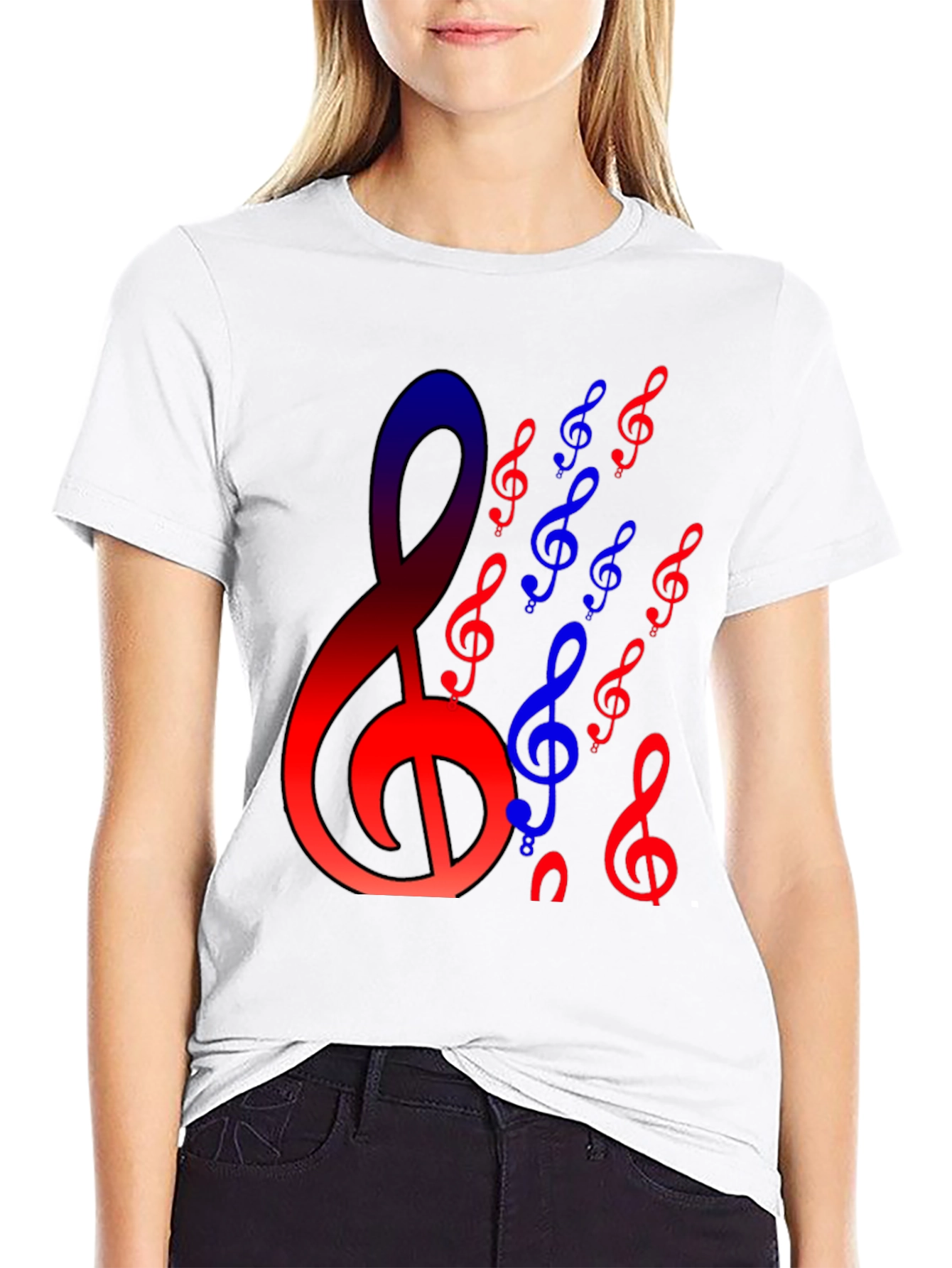 Musical Note Graphic Print Black T-Shirt