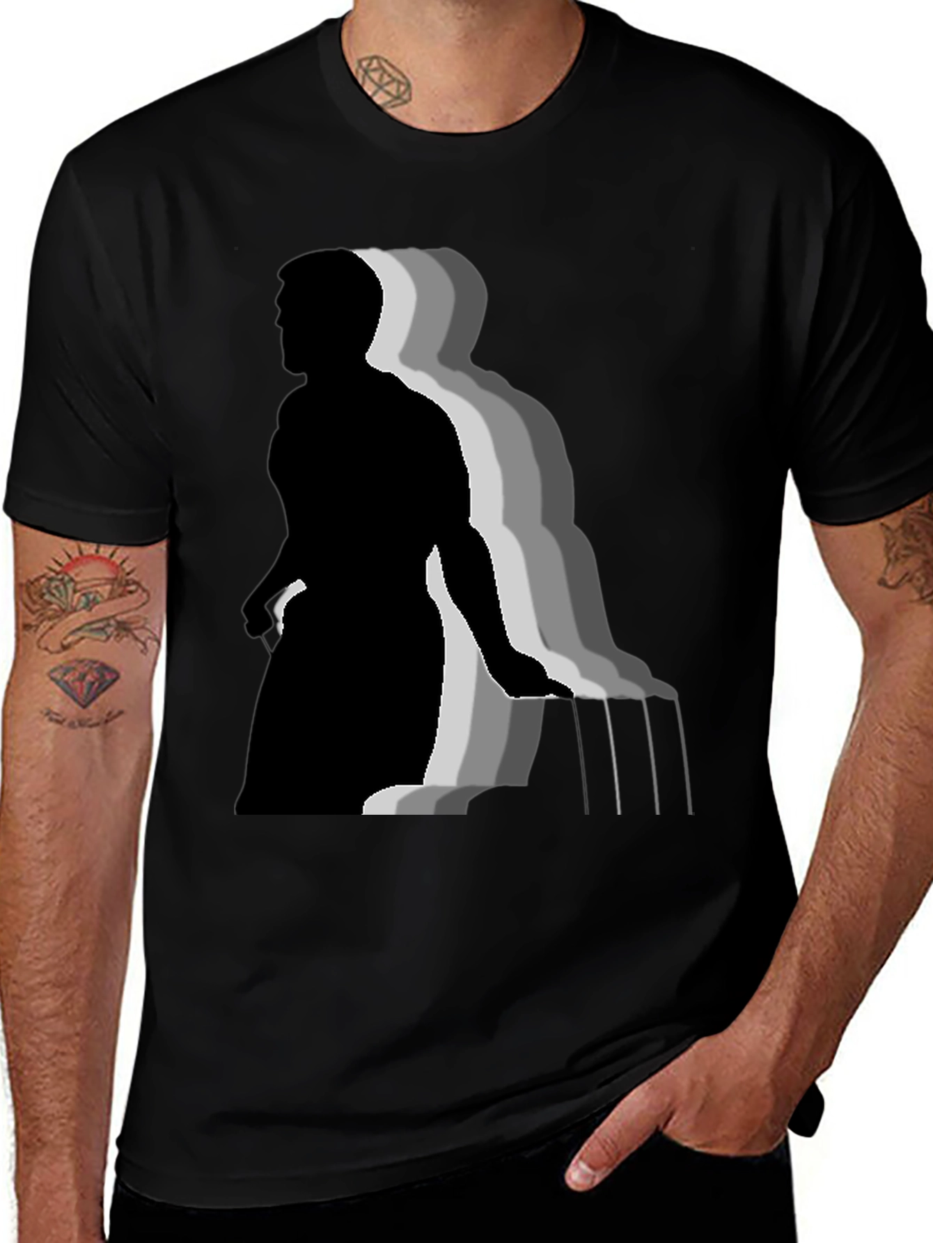 Stylish Black T-Shirt with Piano Player Graphic