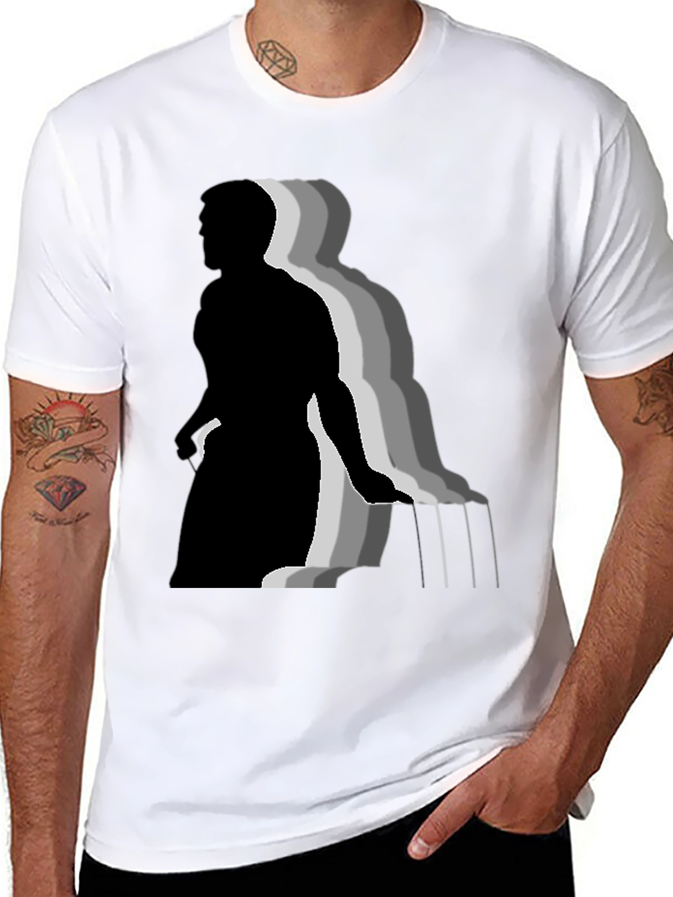 Stylish Black T-Shirt with Piano Player Graphic