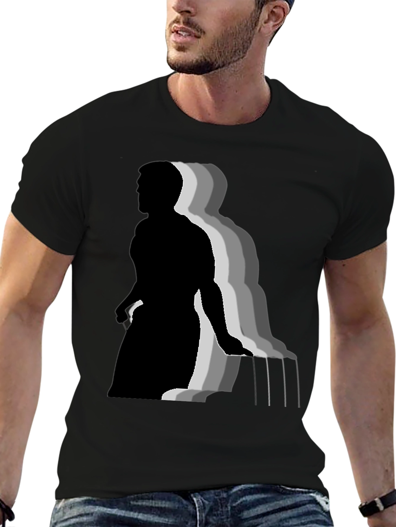 Stylish Black T-Shirt with Piano Player Graphic