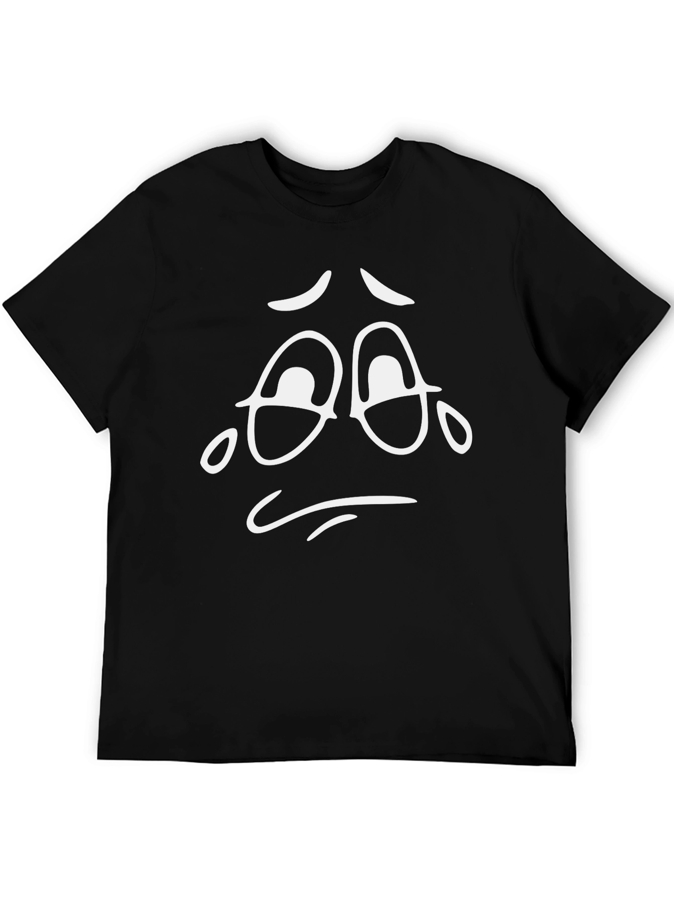 Sad Face Graphic Tee - Unisex Black Cotton T-Shirt