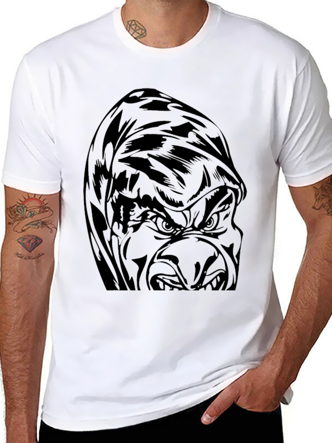 Mens Gorilla Graphic Black T-Shirt