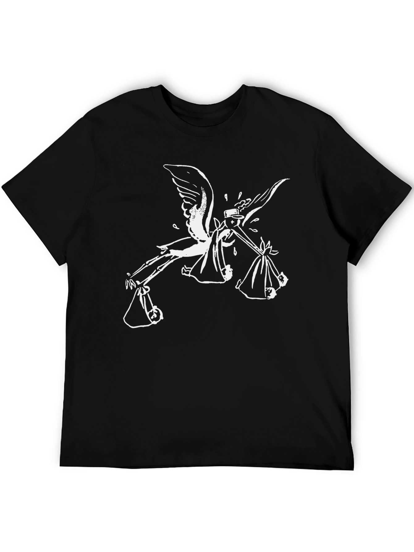 Stork Graphic Print Black T-Shirt