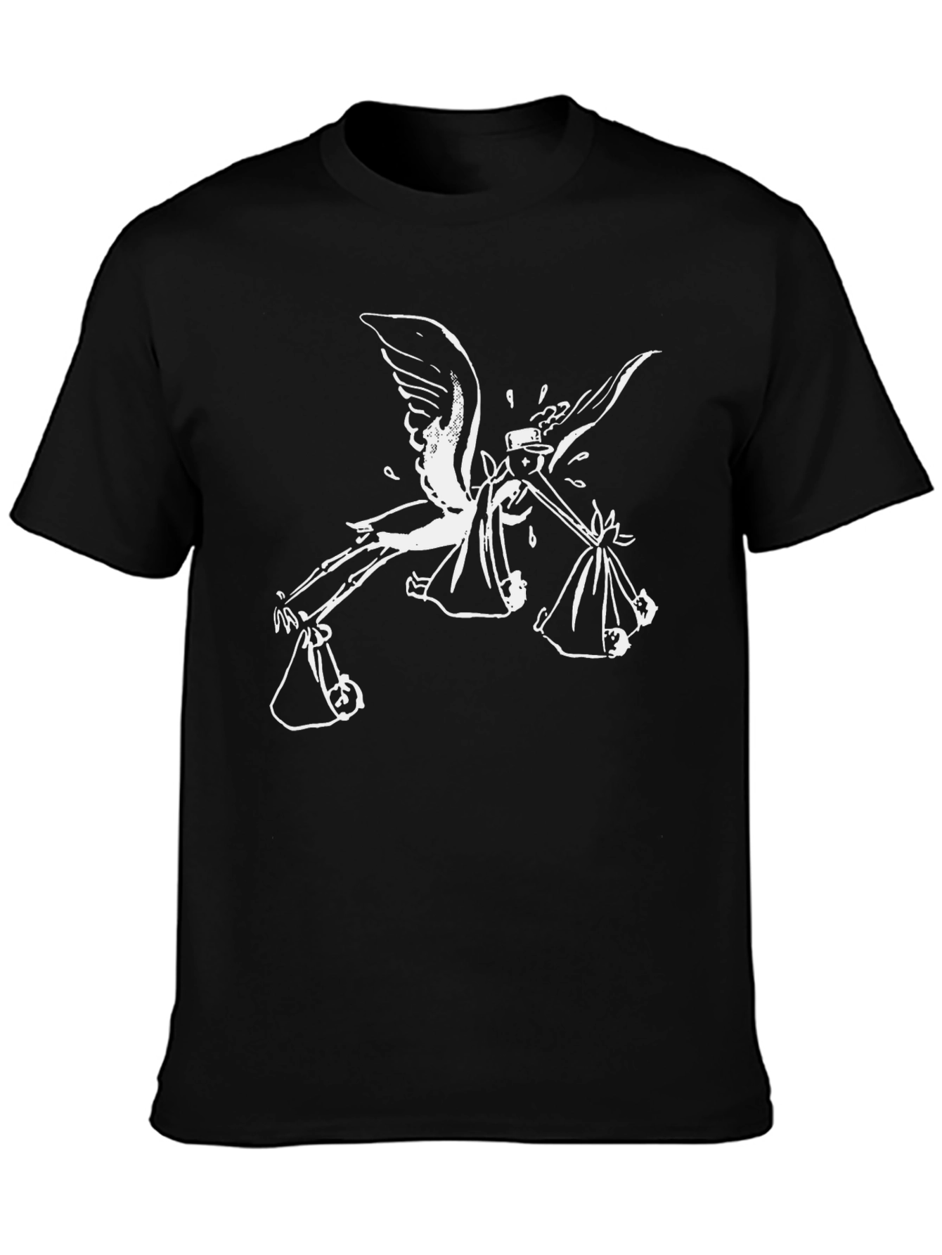 Stork Graphic Print Black T-Shirt