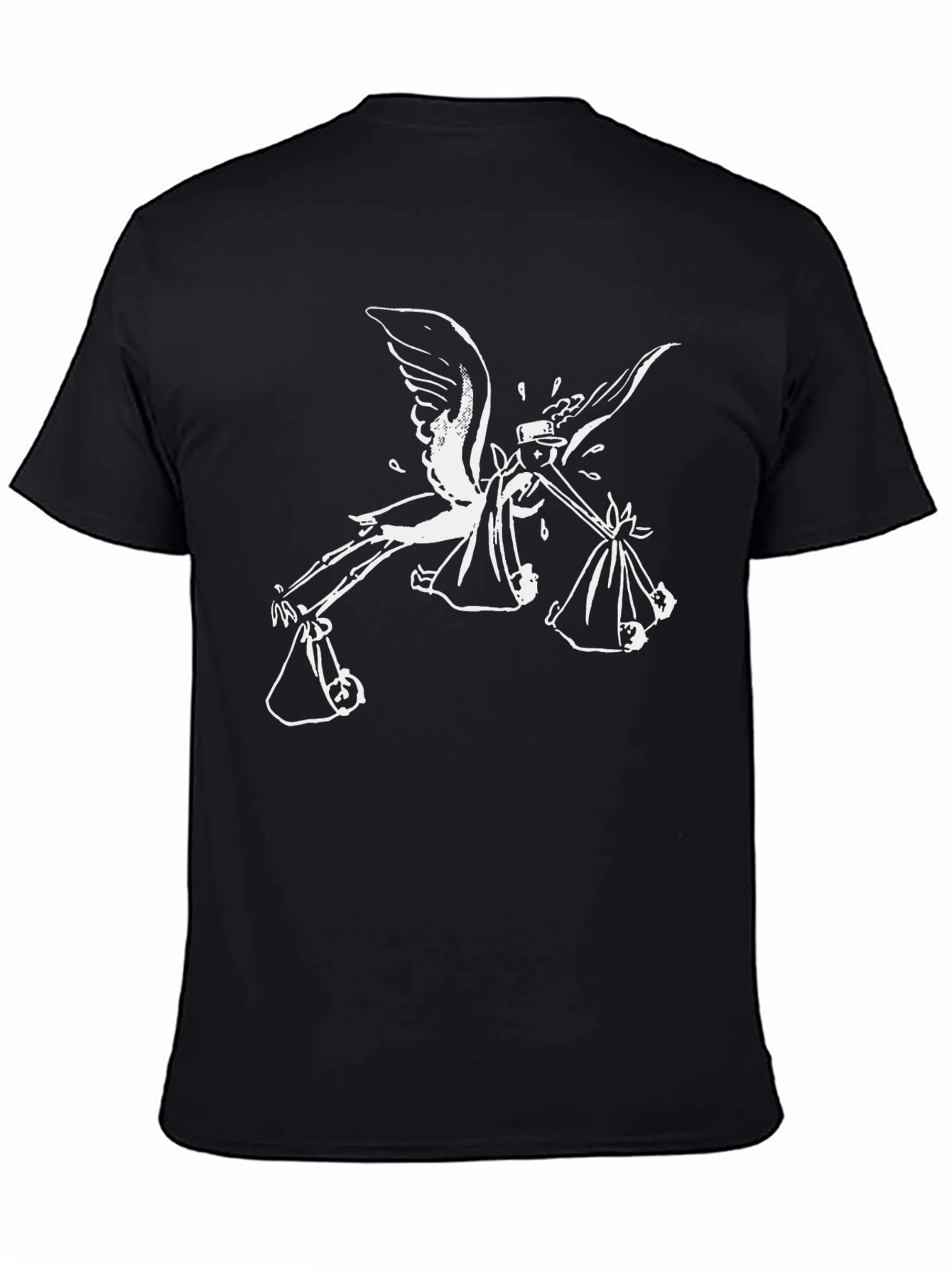 Stork Graphic Print Black T-Shirt