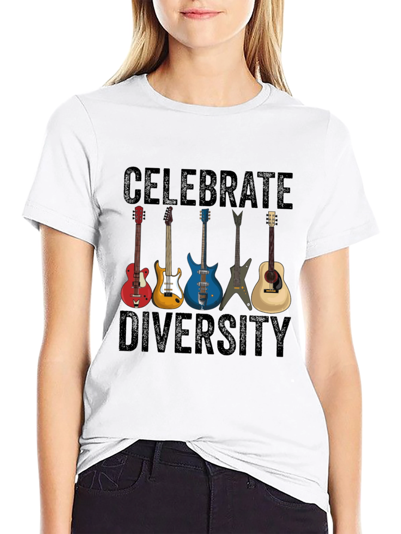 Celebrate Diversity Guitar T-Shirt - Music Lover Tee