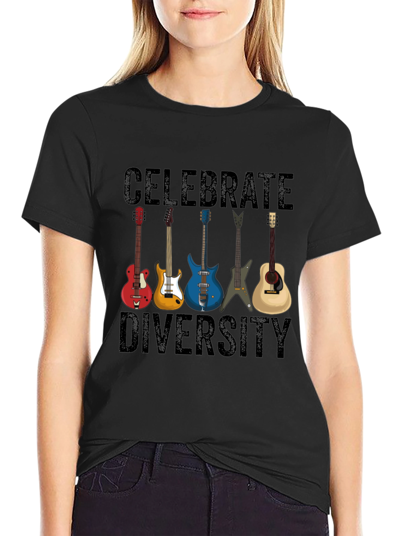 Celebrate Diversity Guitar T-Shirt - Music Lover Tee