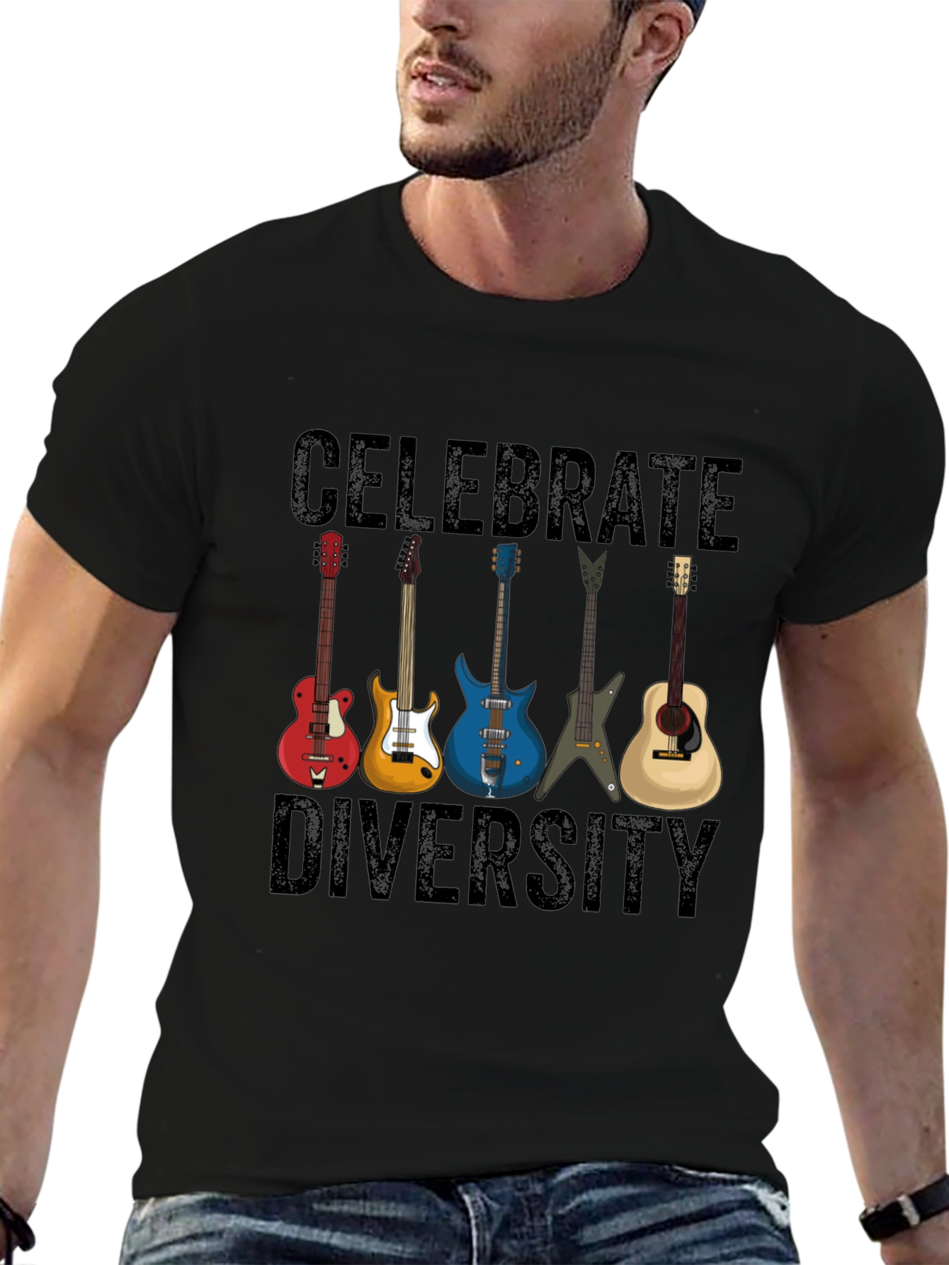 Celebrate Diversity Guitar T-Shirt - Music Lover Tee