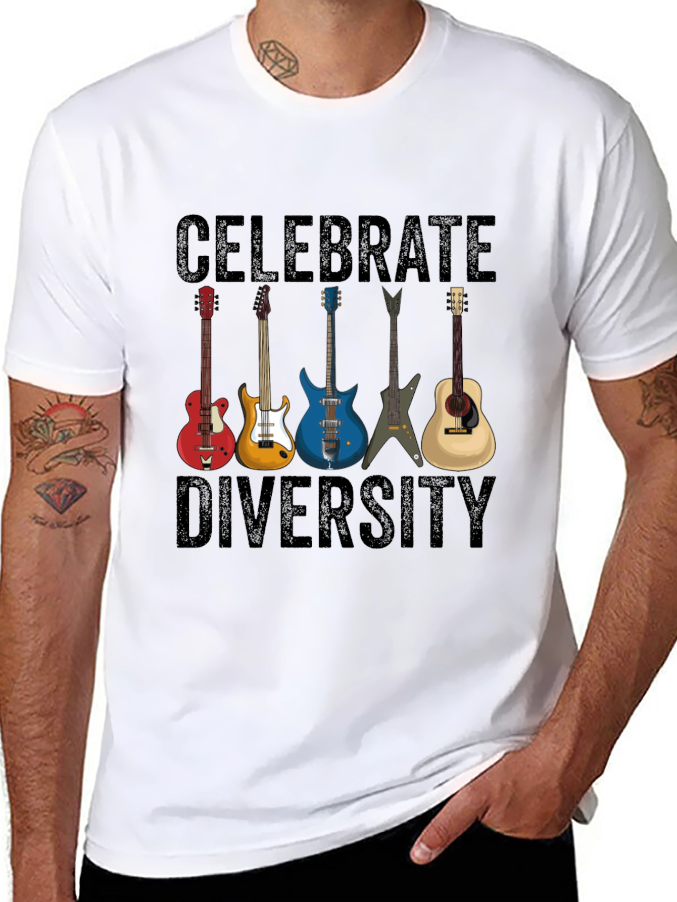 Celebrate Diversity Guitar T-Shirt - Music Lover Tee