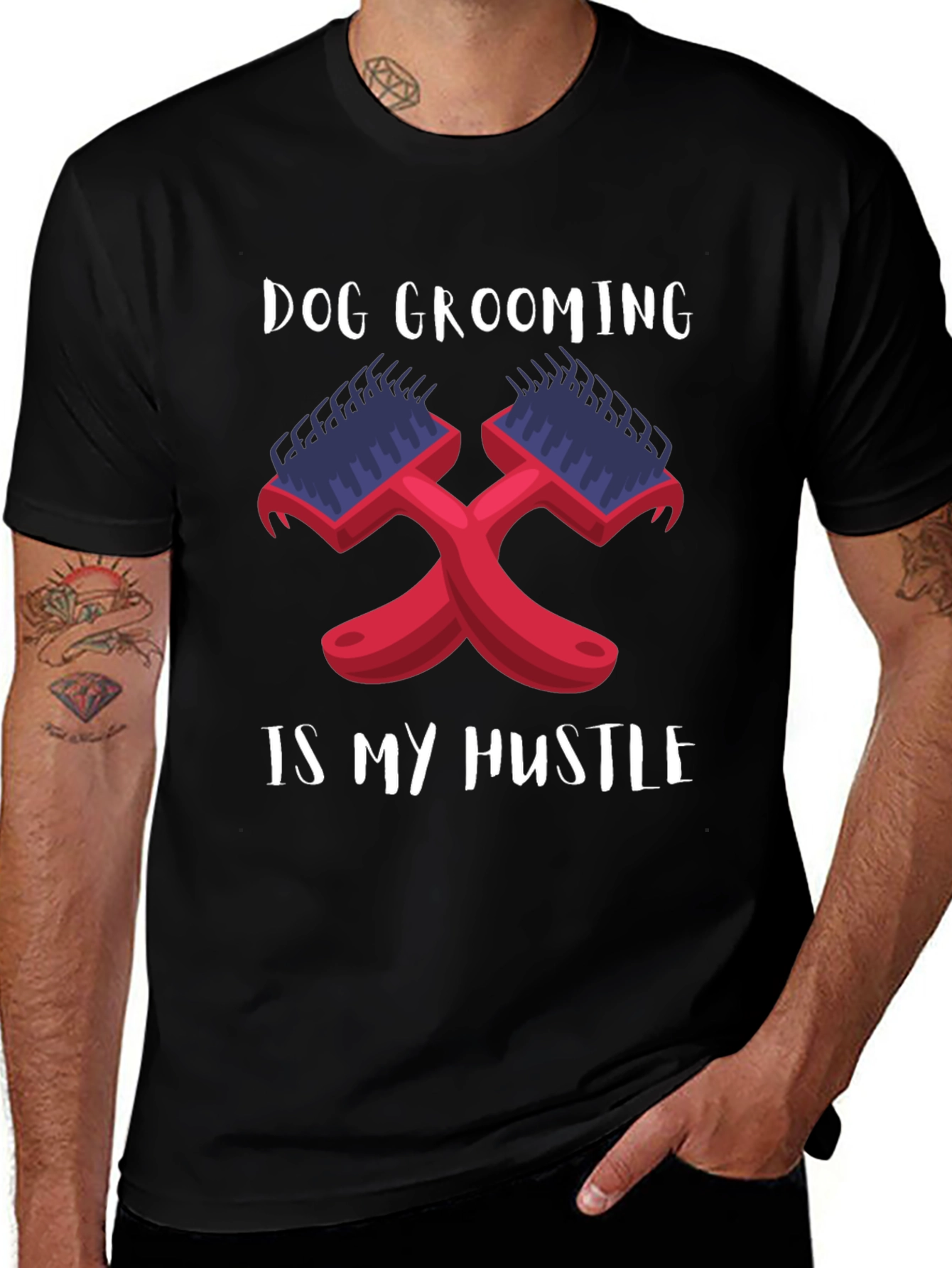 Dog Grooming is My Hustle Black T-Shirt