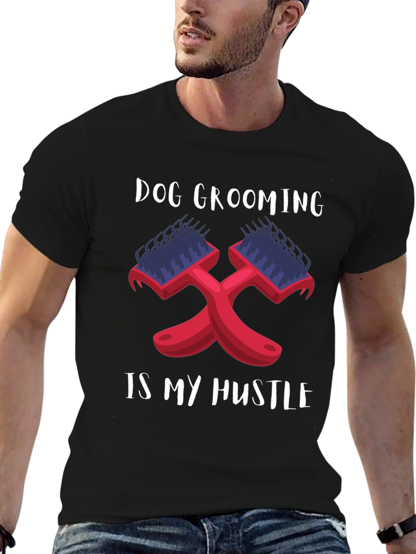 Dog Grooming is My Hustle Black T-Shirt
