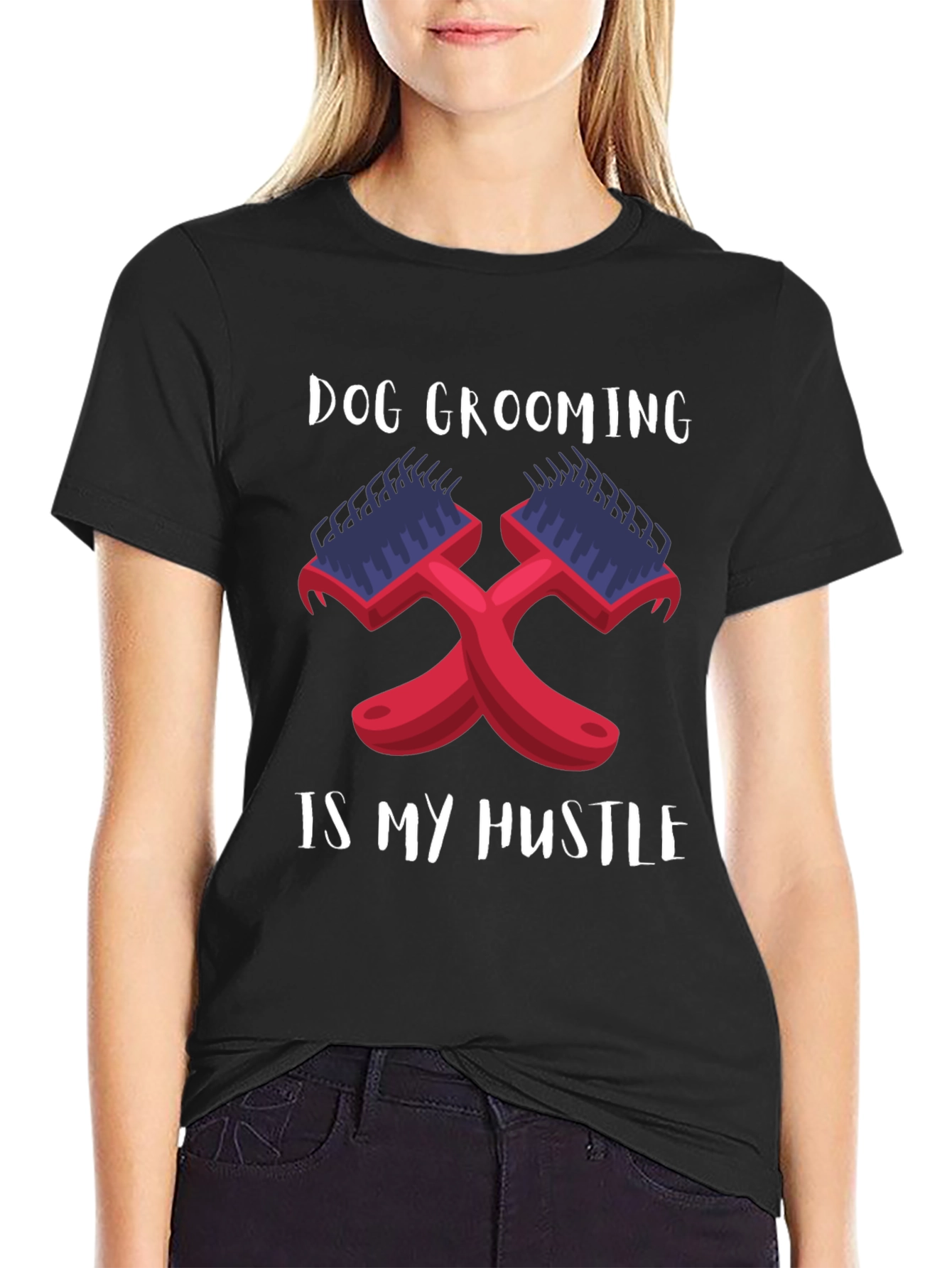 Dog Grooming is My Hustle Black T-Shirt