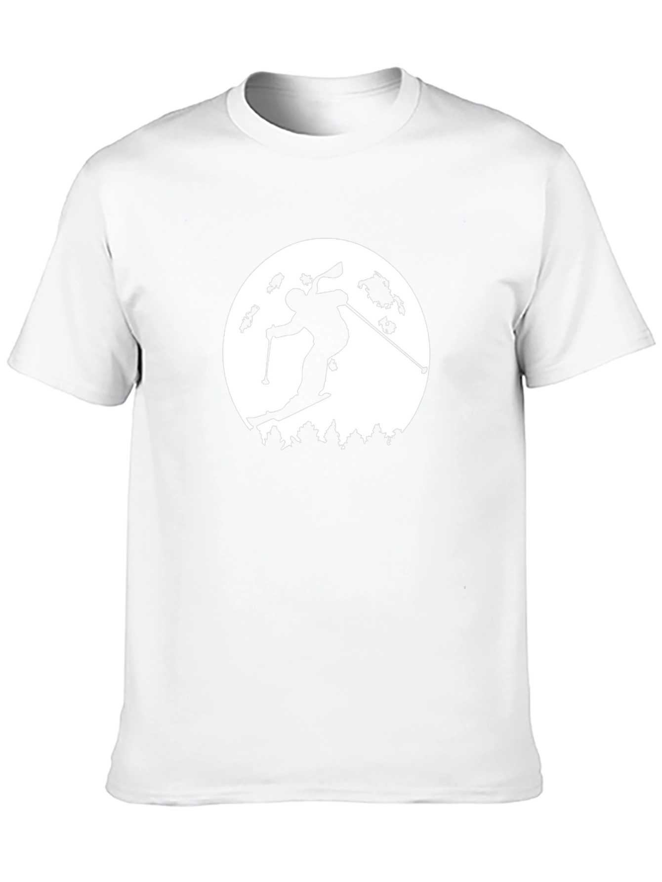 Skiing Silhouette Graphic T-Shirt - Black