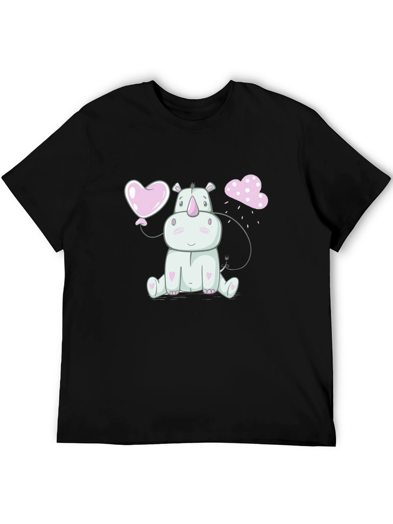 Cute Rhino Heart Balloon Graphic Tee