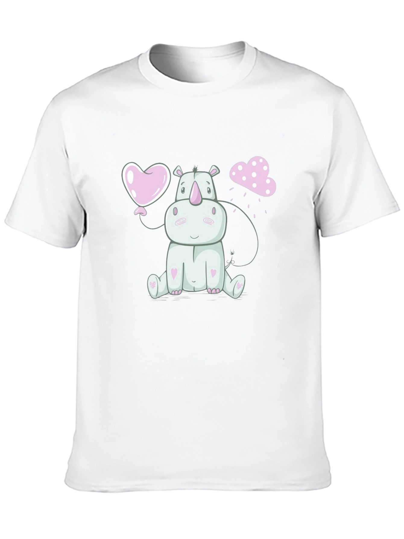 Cute Rhino Heart Balloon Graphic Tee