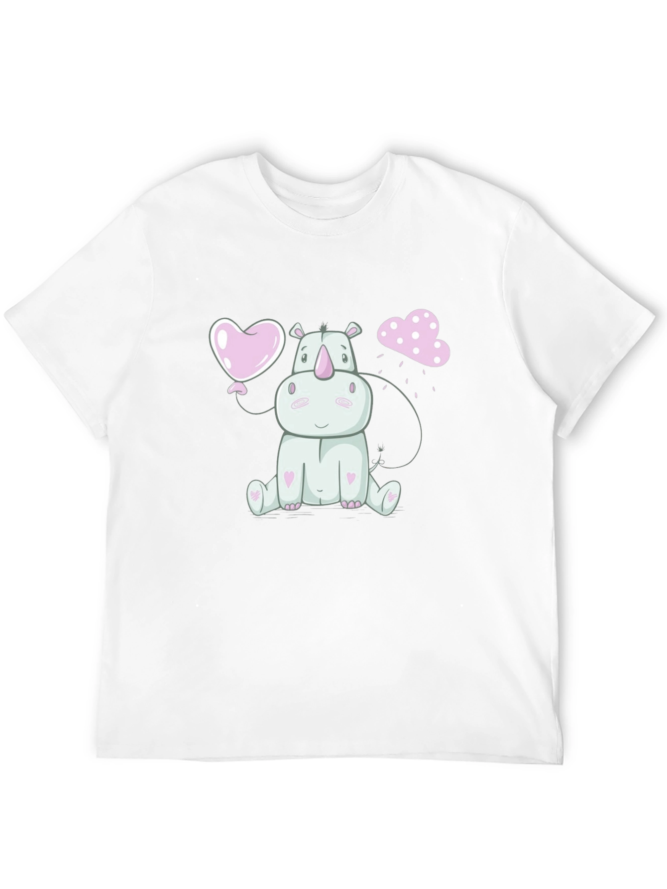 Cute Rhino Heart Balloon Graphic Tee