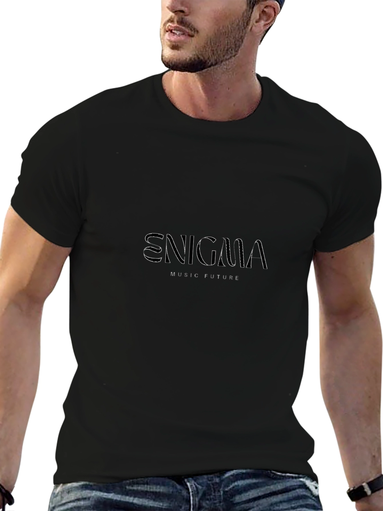 Enigma Music Future Graphic Tee - Stylish Black T-Shirt