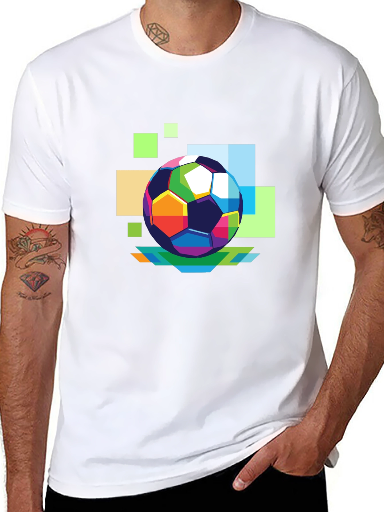 Abstract Soccer Ball Graphic T-Shirt