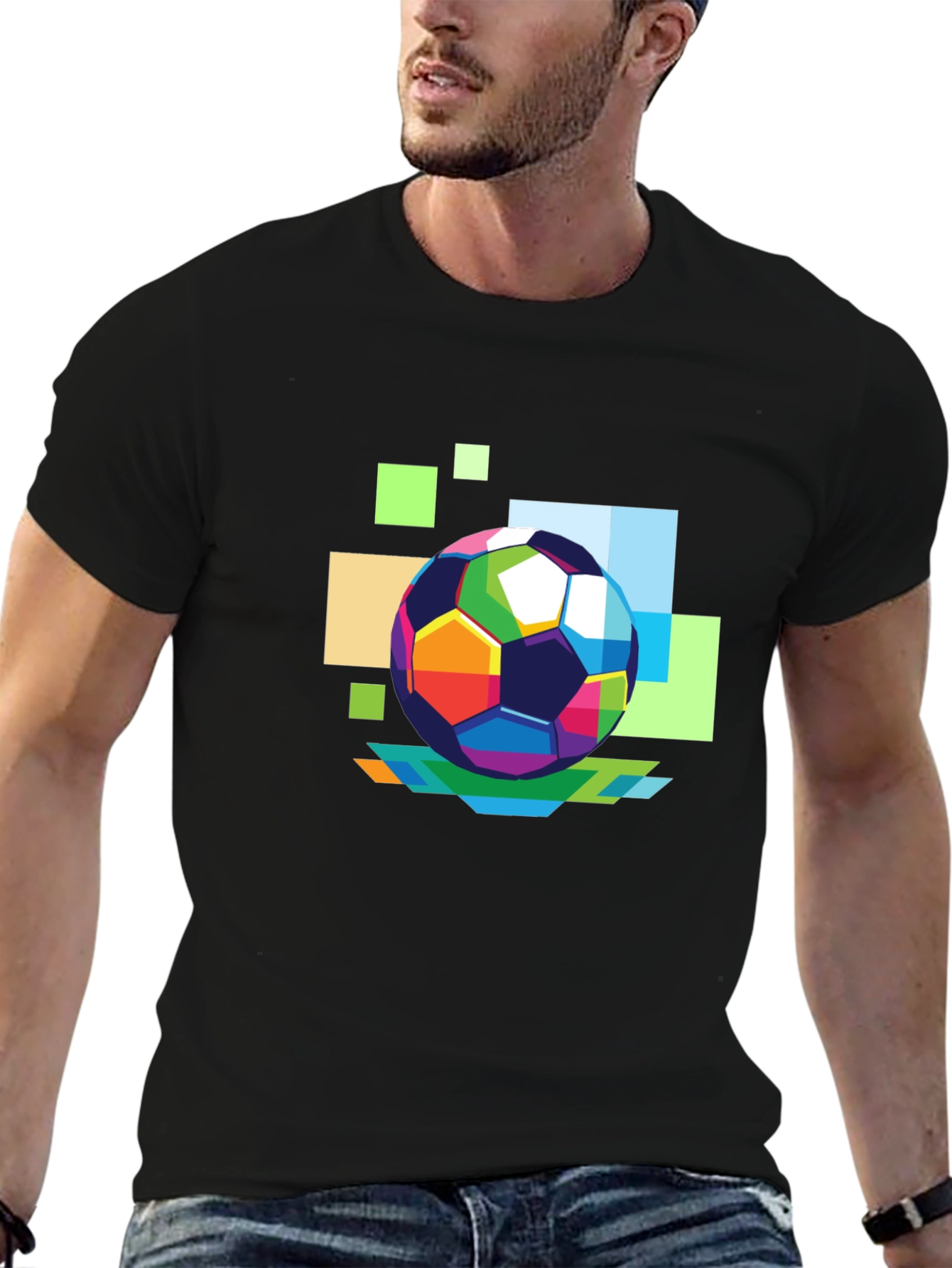 Abstract Soccer Ball Graphic T-Shirt
