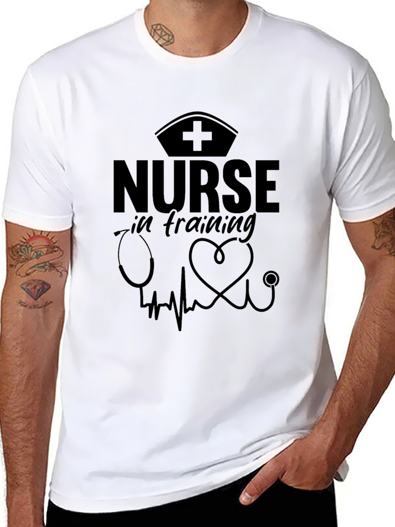 Nurse in Training Graphic T-Shirt - Black Cotton Tee