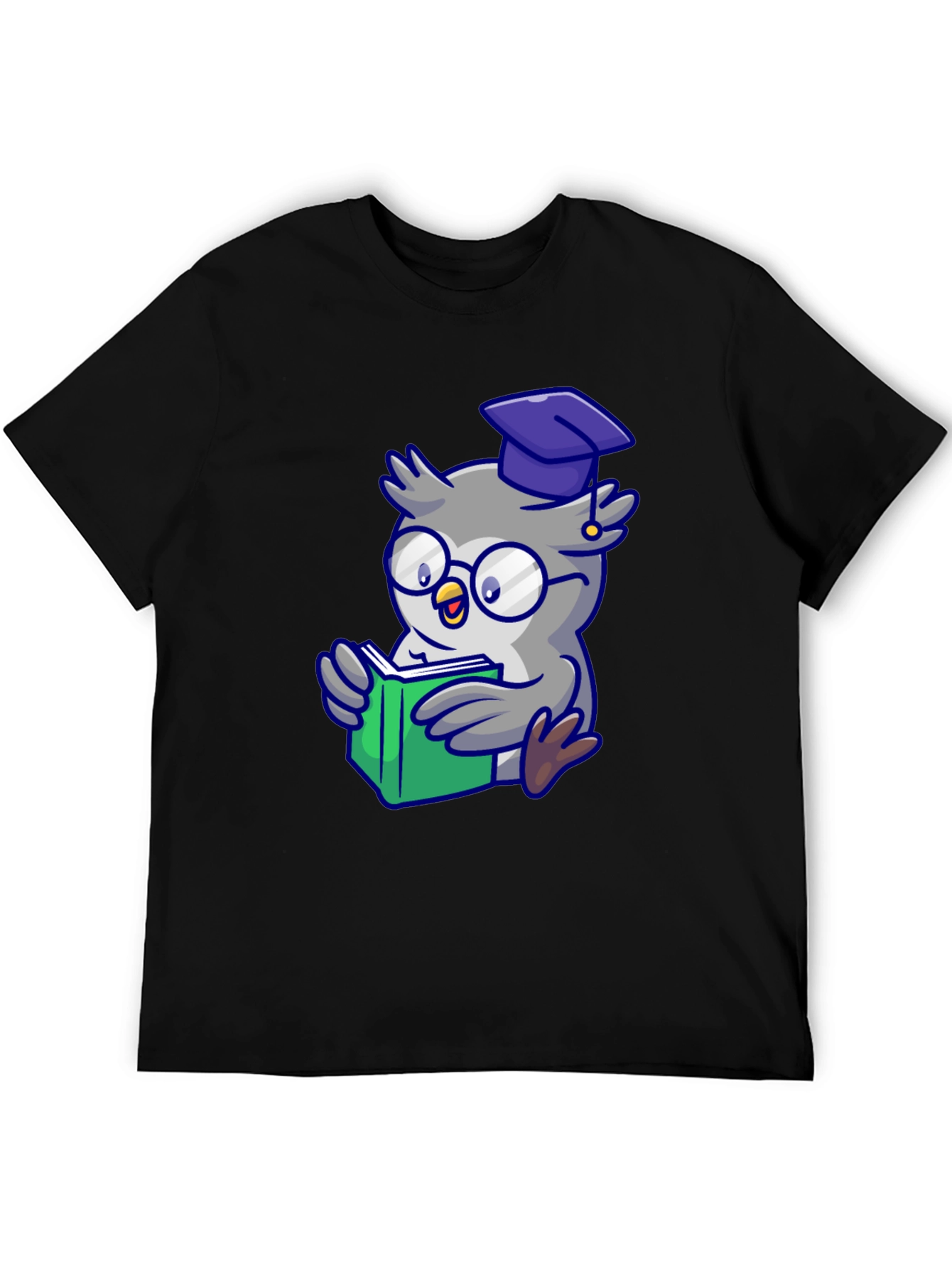 Smart Owl Reading T-Shirt - Whimsical Design