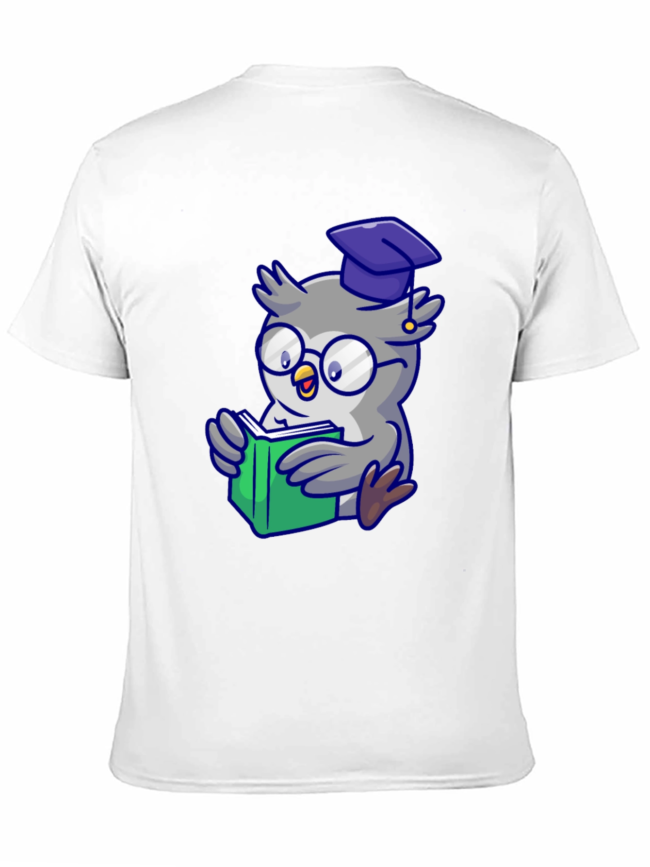 Smart Owl Reading T-Shirt - Whimsical Design