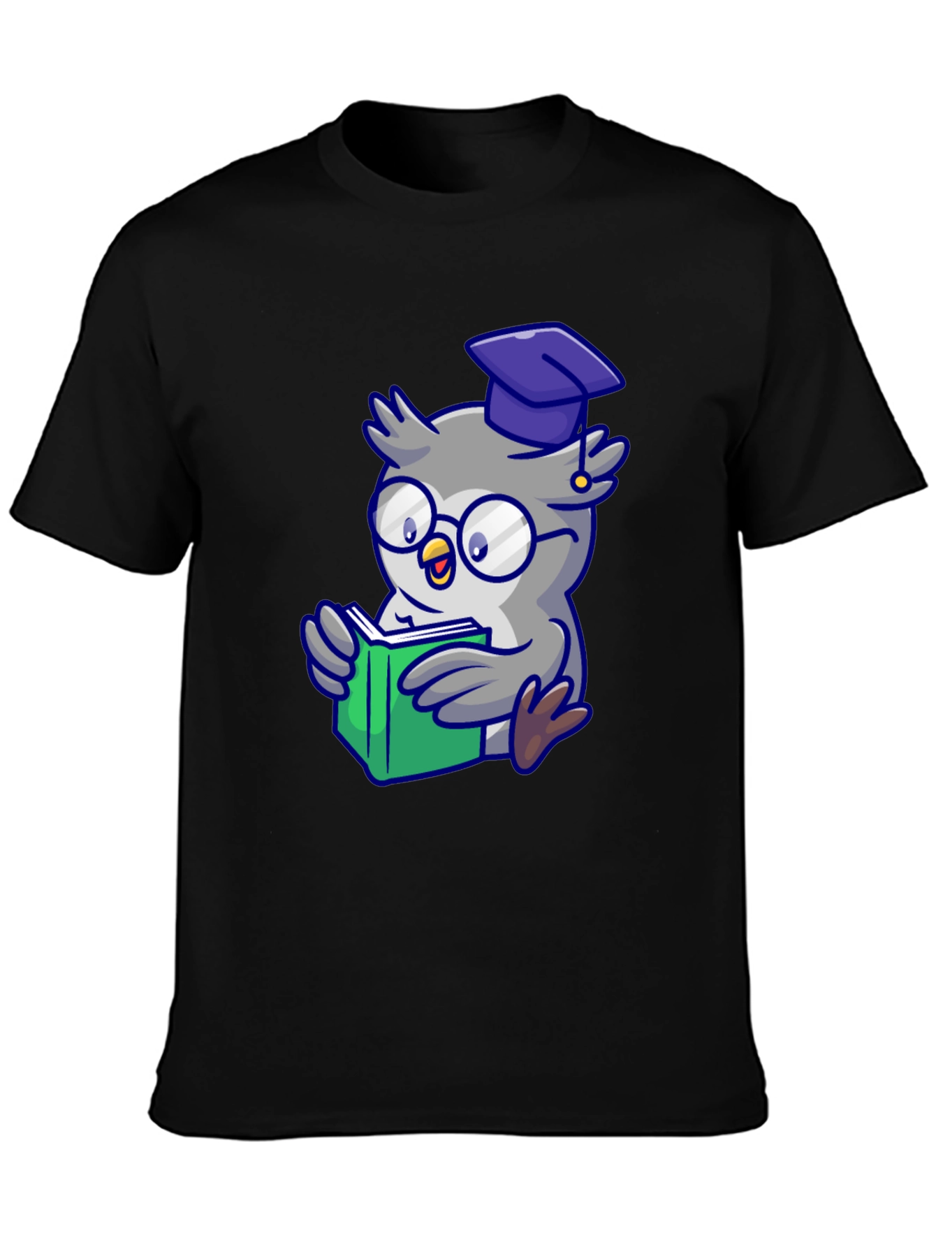 Smart Owl Reading T-Shirt - Whimsical Design