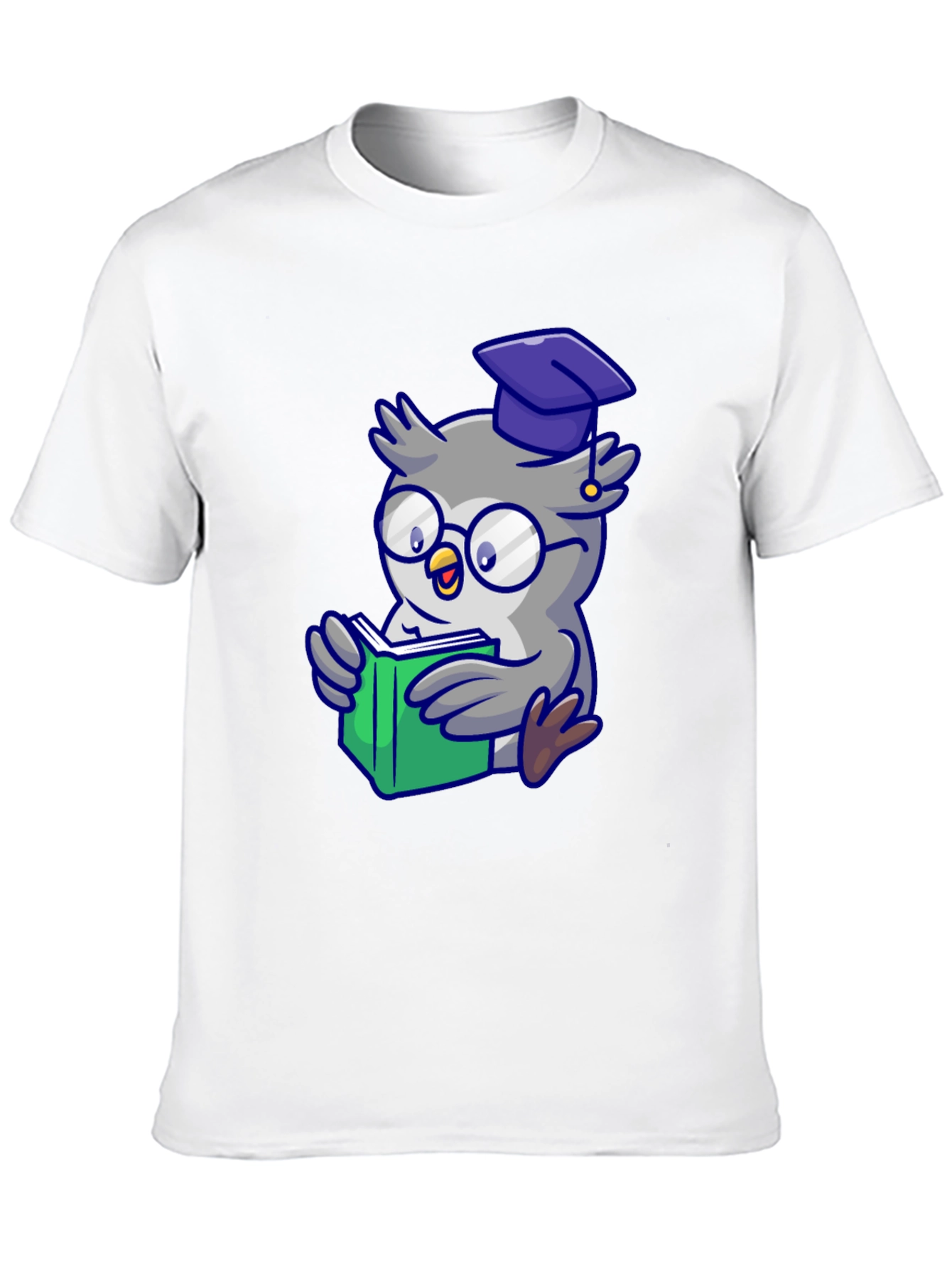 Smart Owl Reading T-Shirt - Whimsical Design