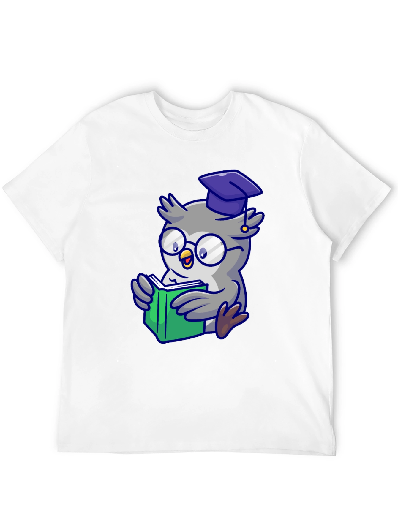 Smart Owl Reading T-Shirt - Whimsical Design