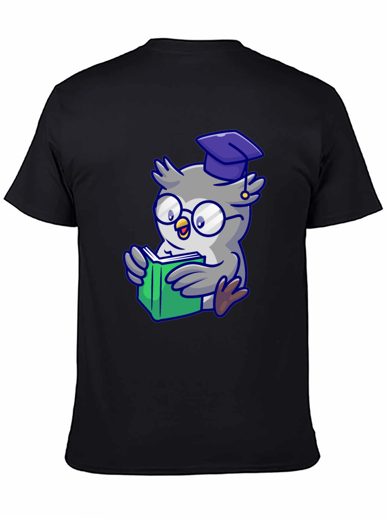 Smart Owl Reading T-Shirt - Whimsical Design