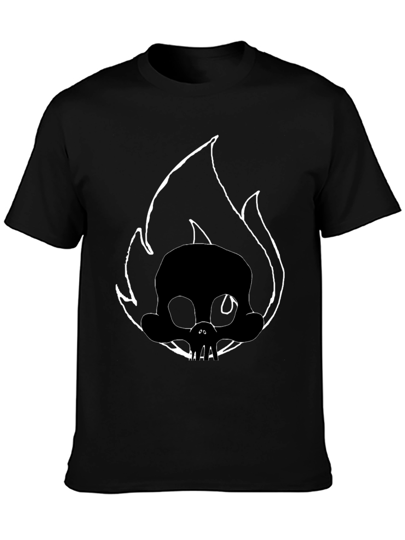 Skull on Fire Black Graphic Tee