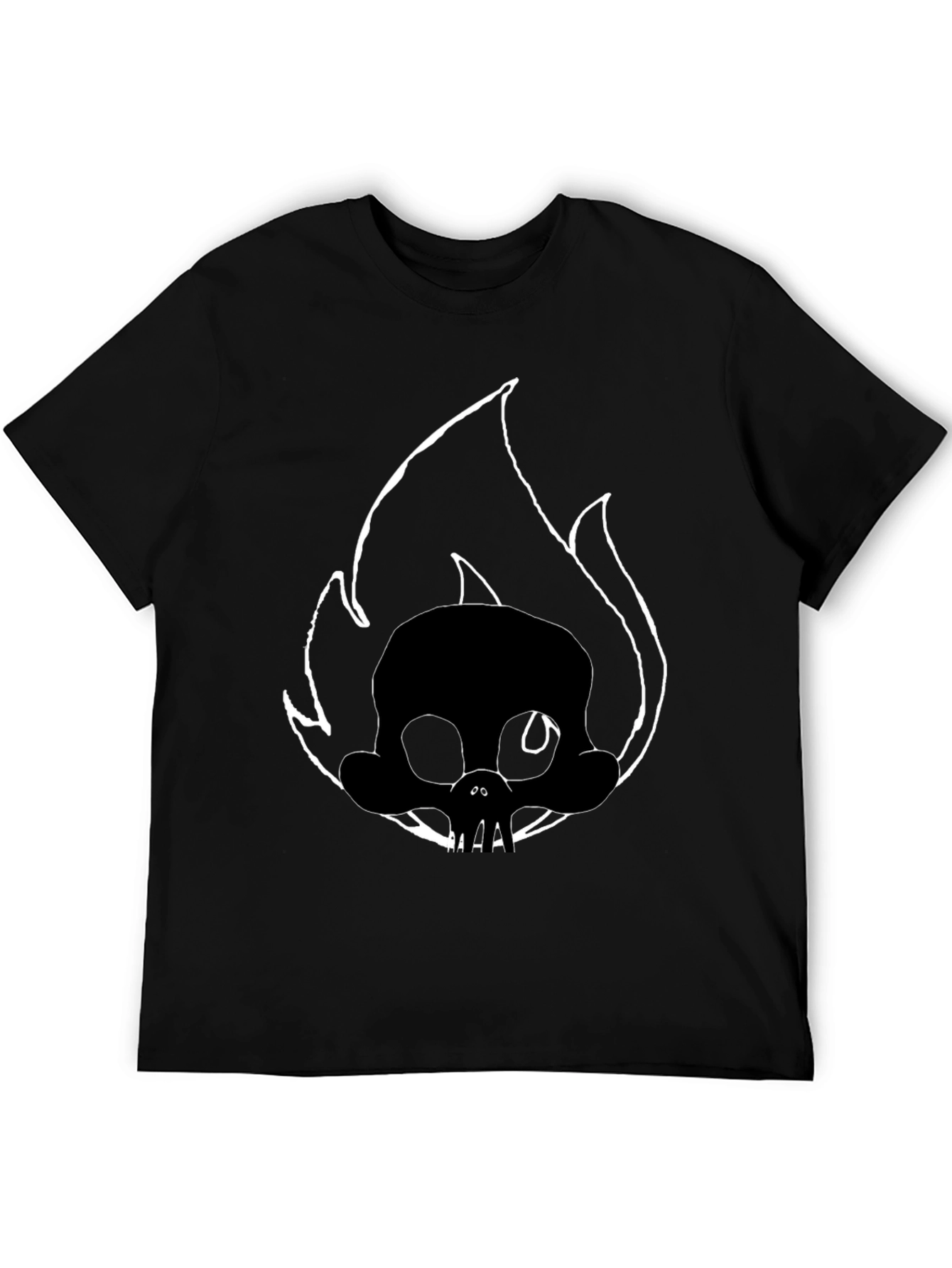 Skull on Fire Black Graphic Tee
