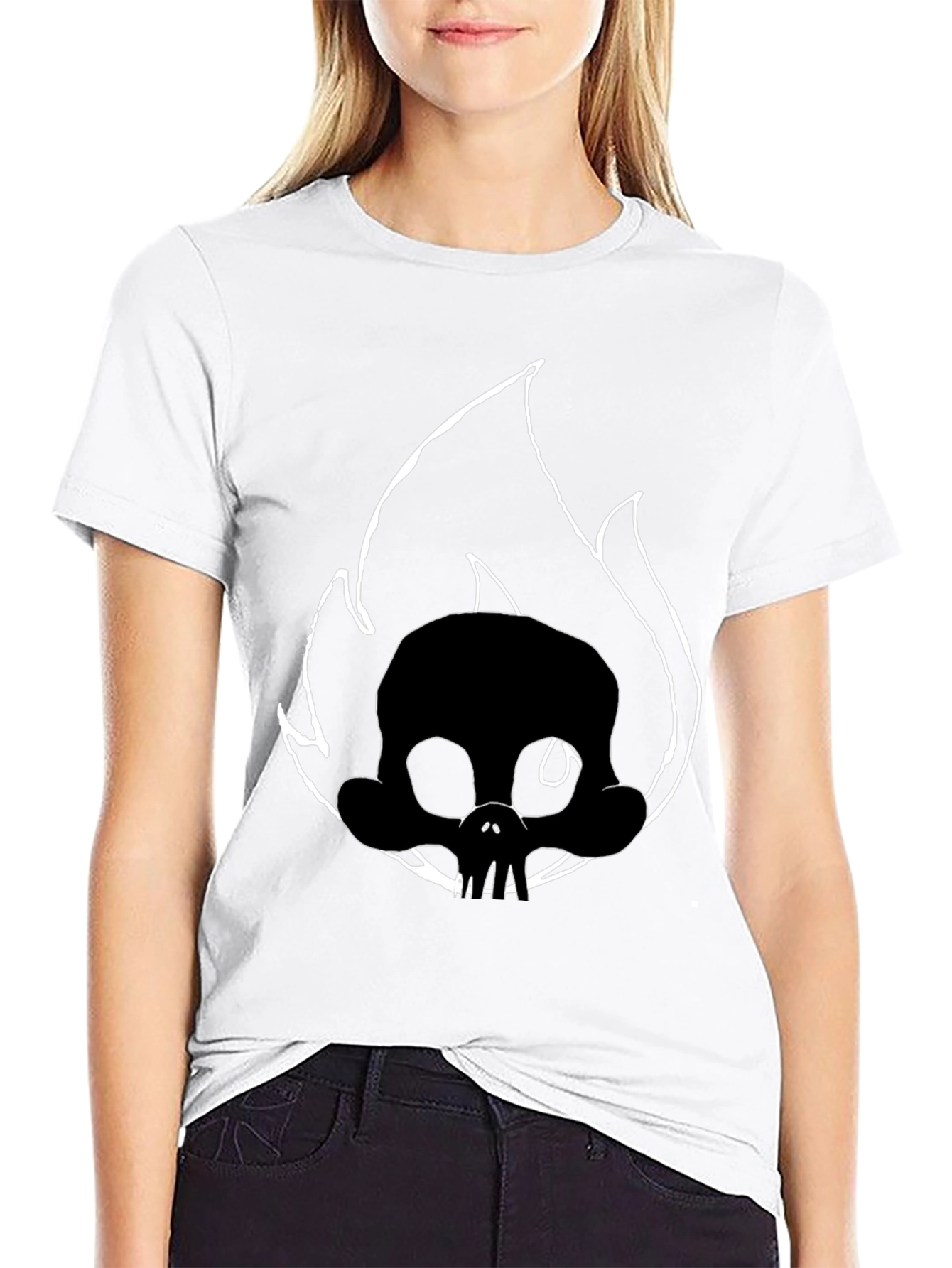 Skull on Fire Black Graphic Tee