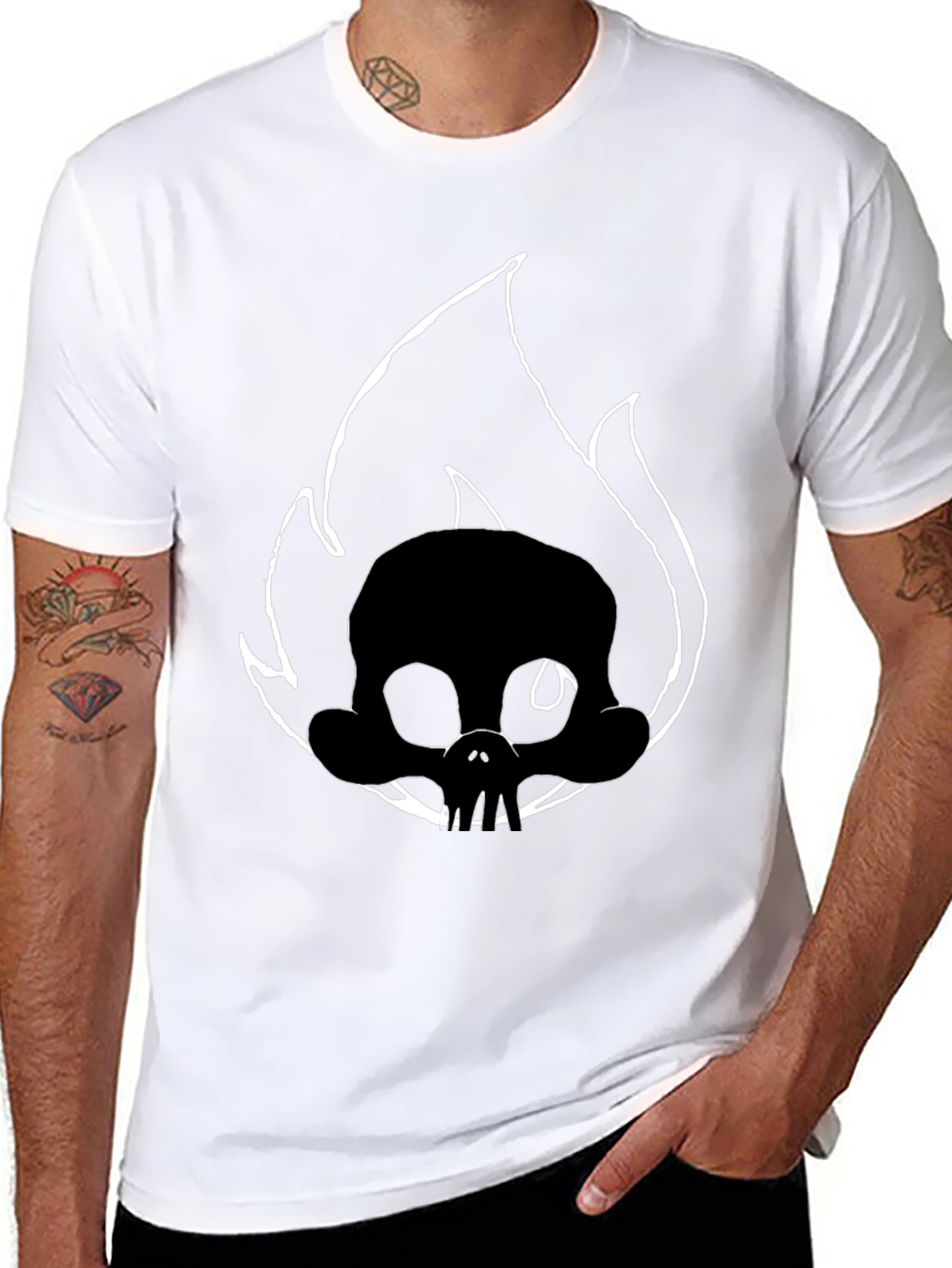 Skull on Fire Black Graphic Tee
