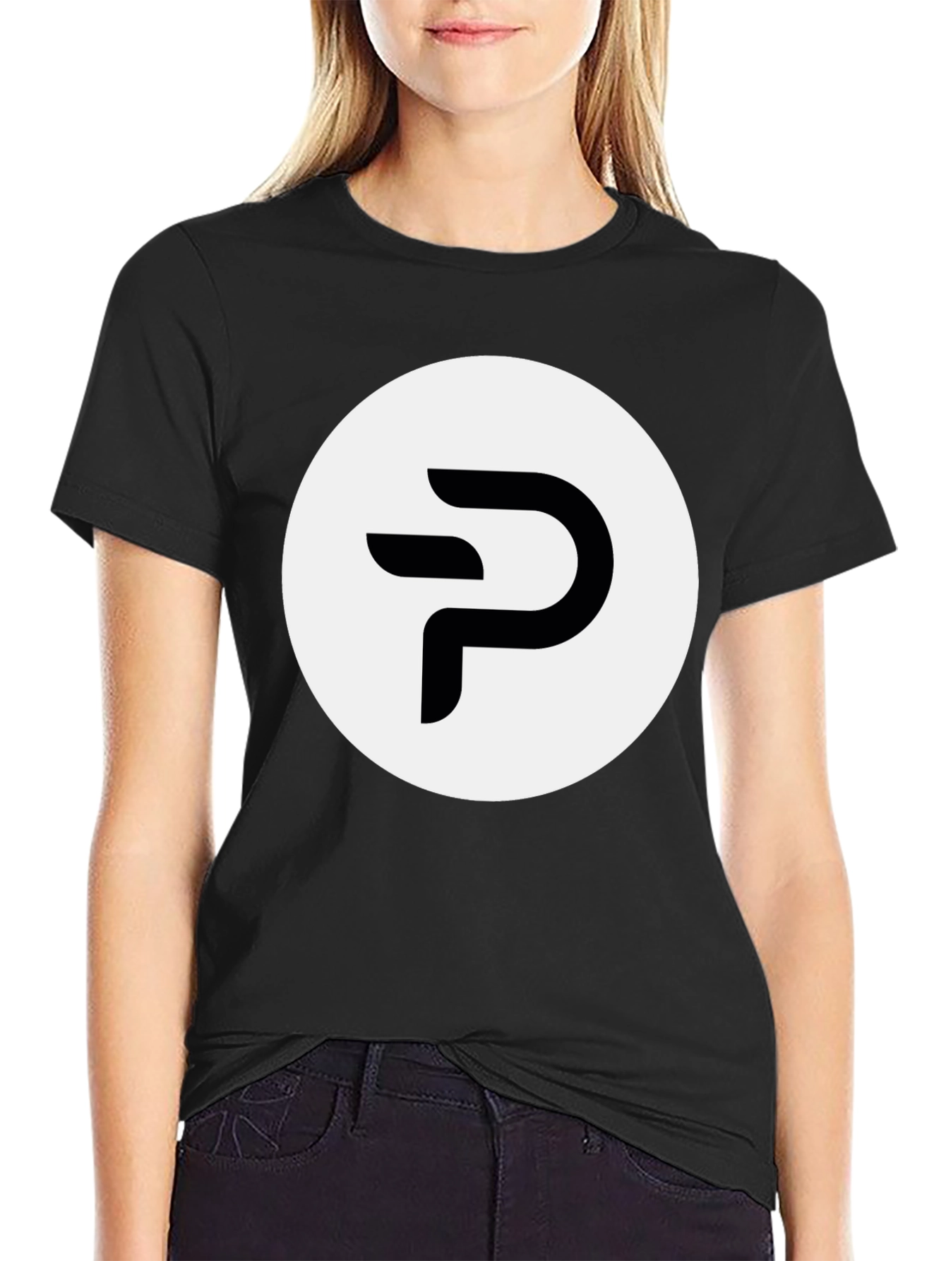 Modern Black Tee with Abstract P Logo