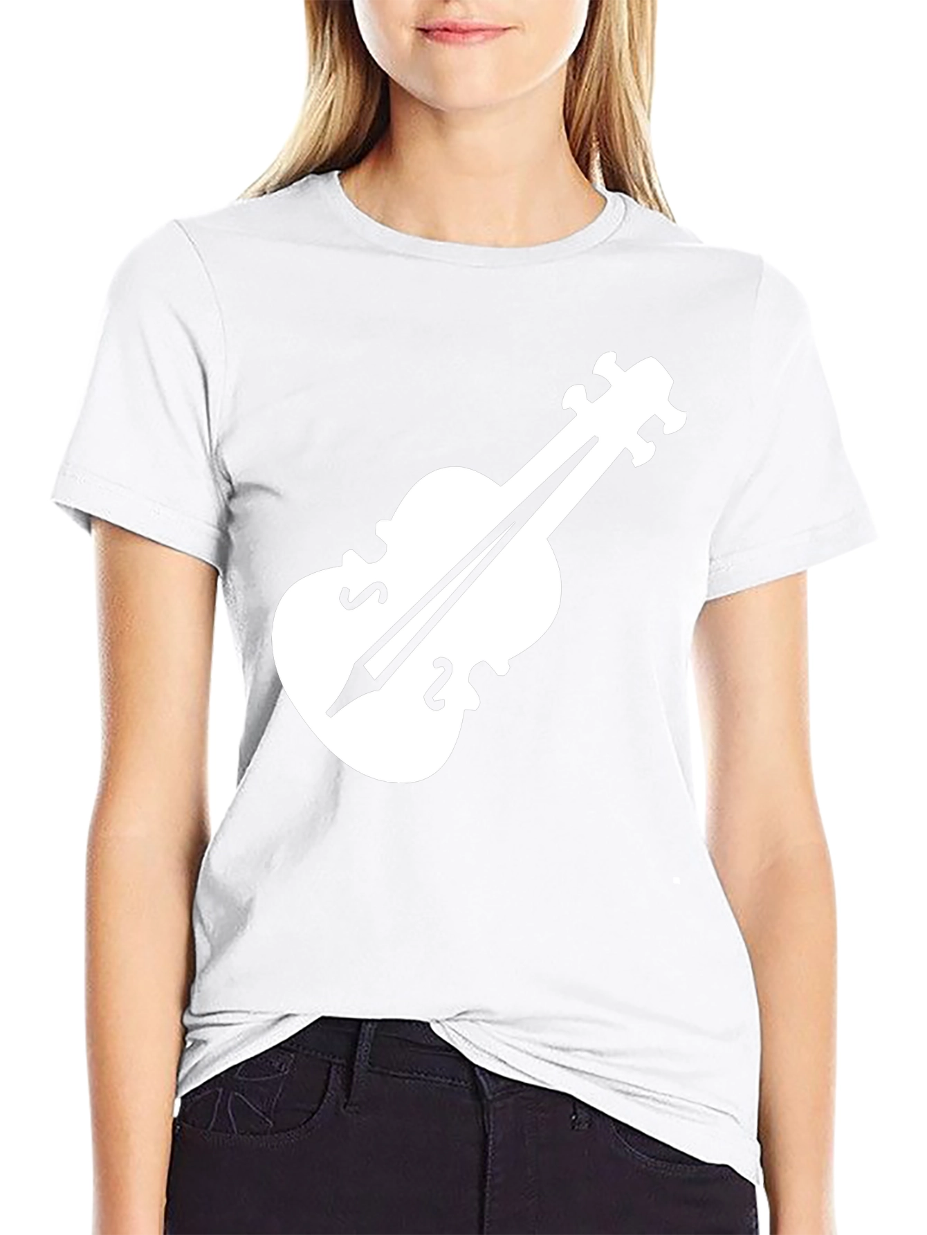 Violin Graphic Tee - Black Casual T-Shirt