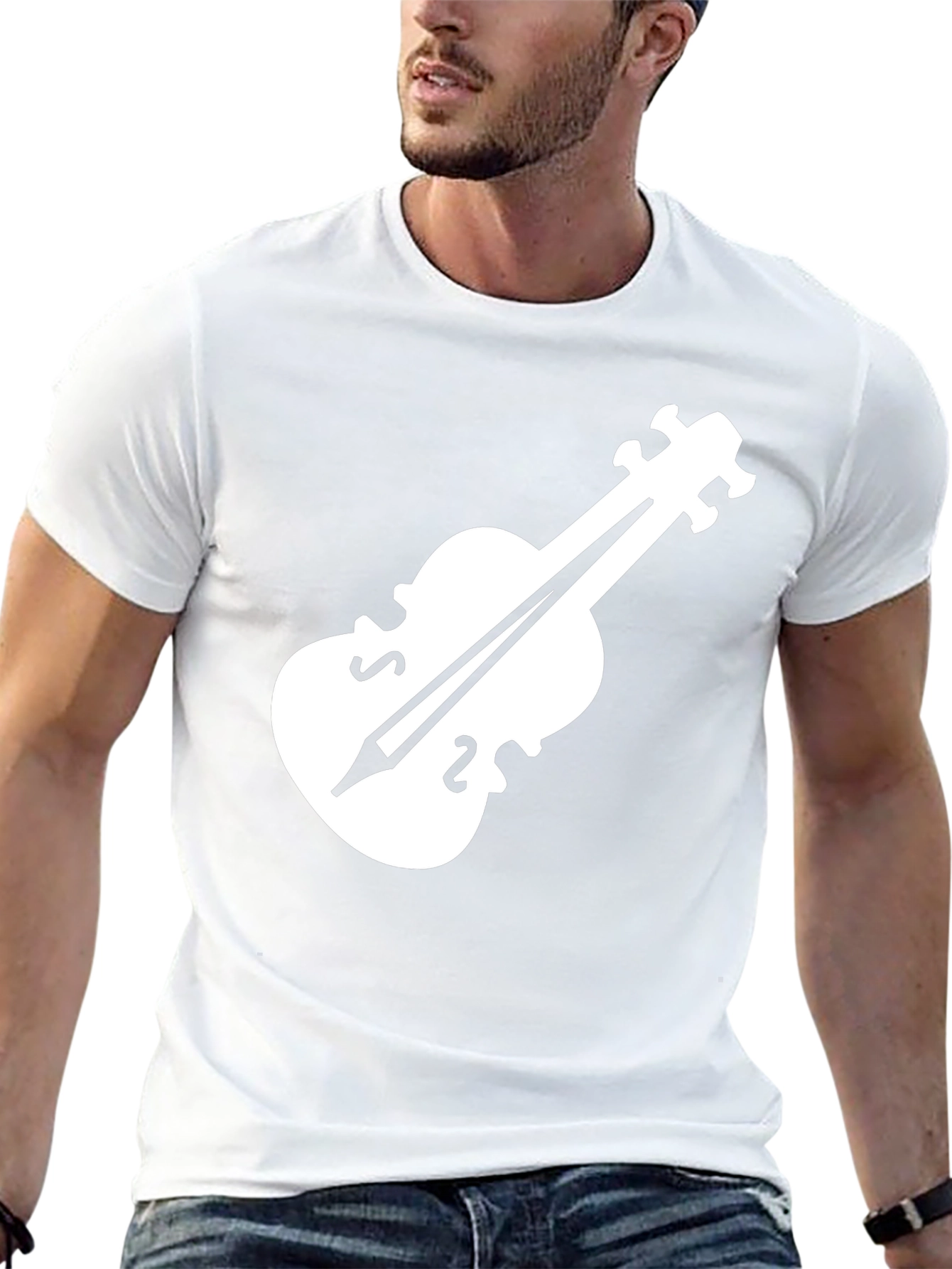 Violin Graphic Tee - Black Casual T-Shirt