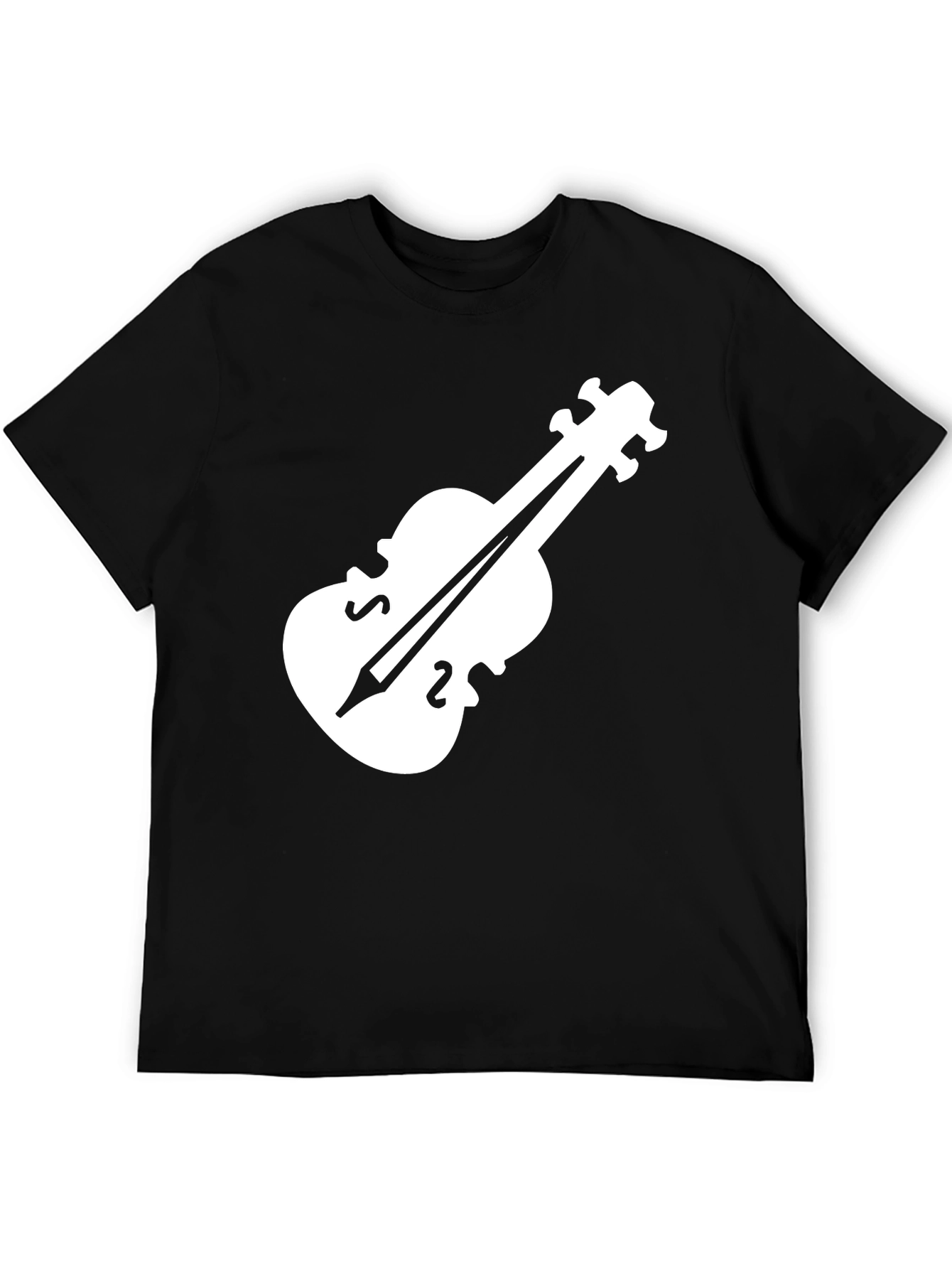 Violin Graphic Tee - Black Casual T-Shirt