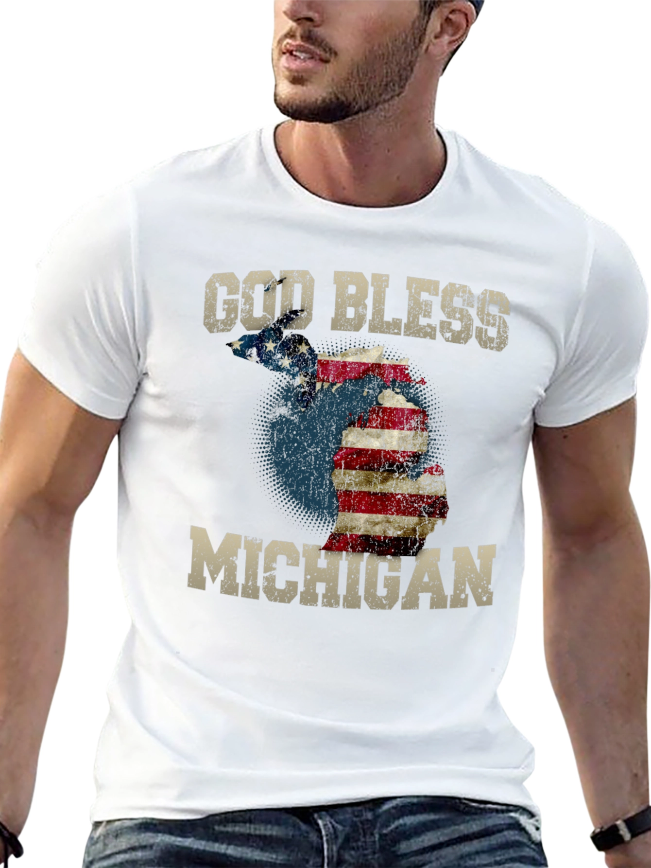 God Bless Michigan T-Shirt American Flag