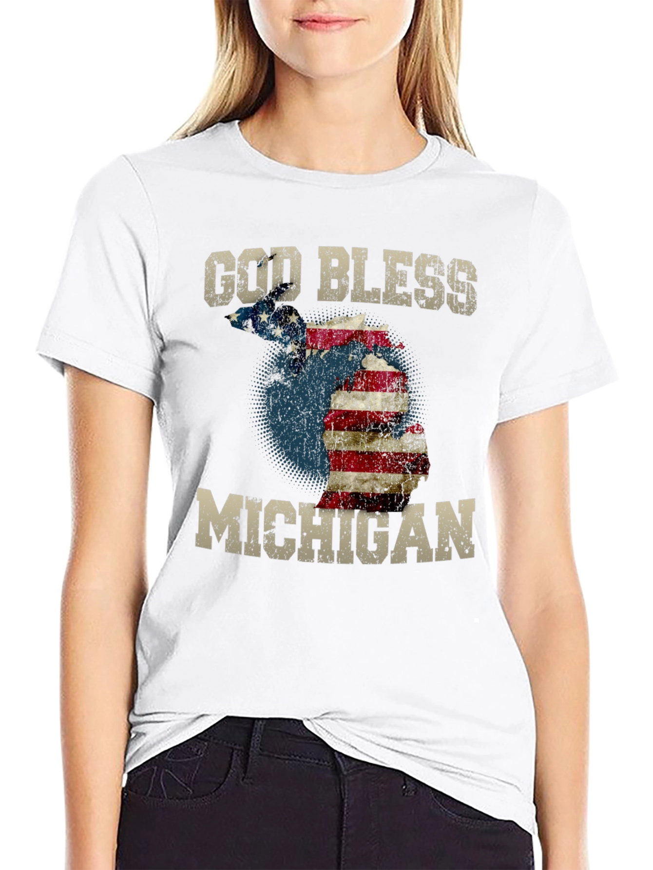 God Bless Michigan T-Shirt American Flag