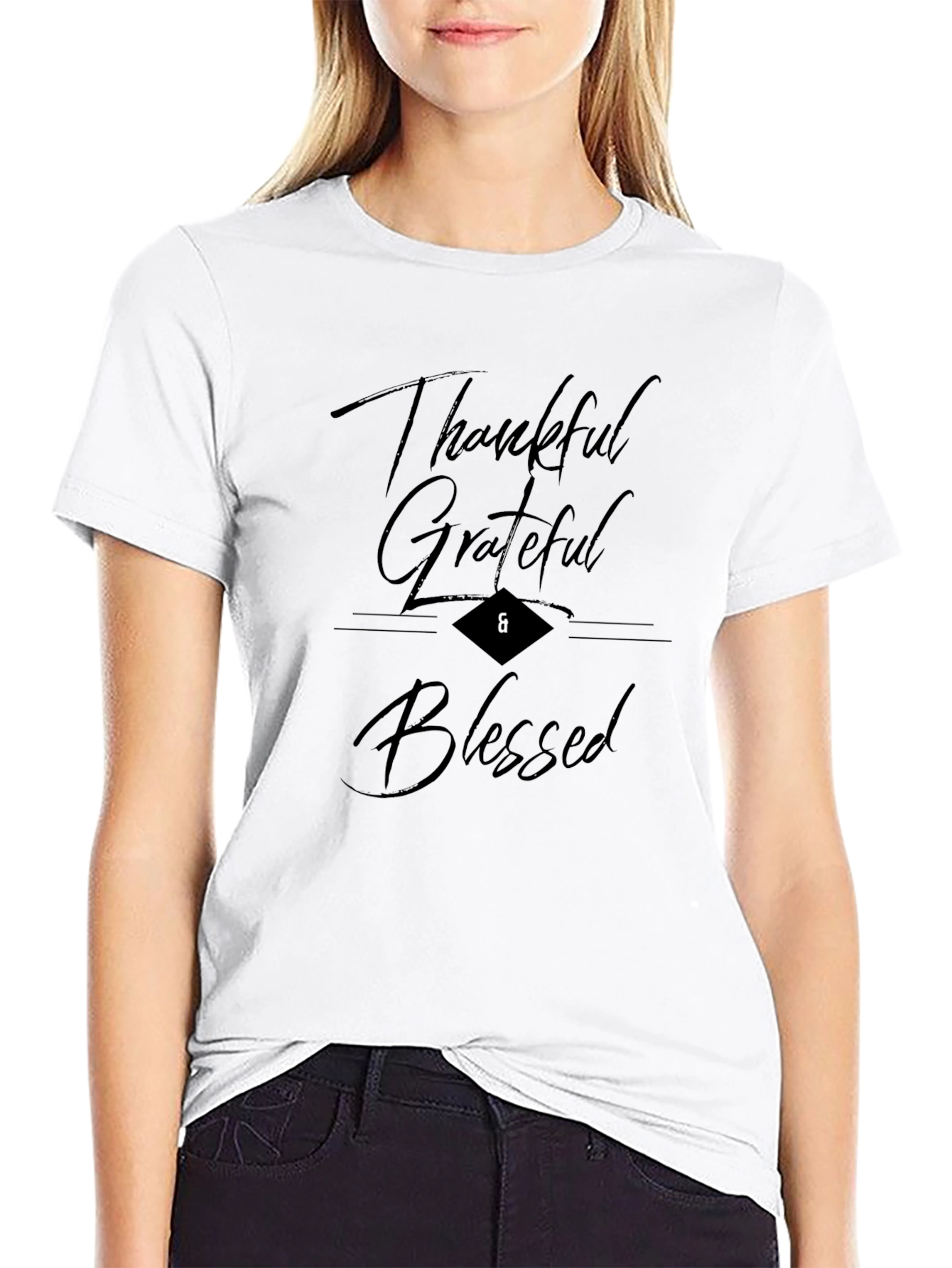 Thankful Grateful Blessed Black T-Shirt