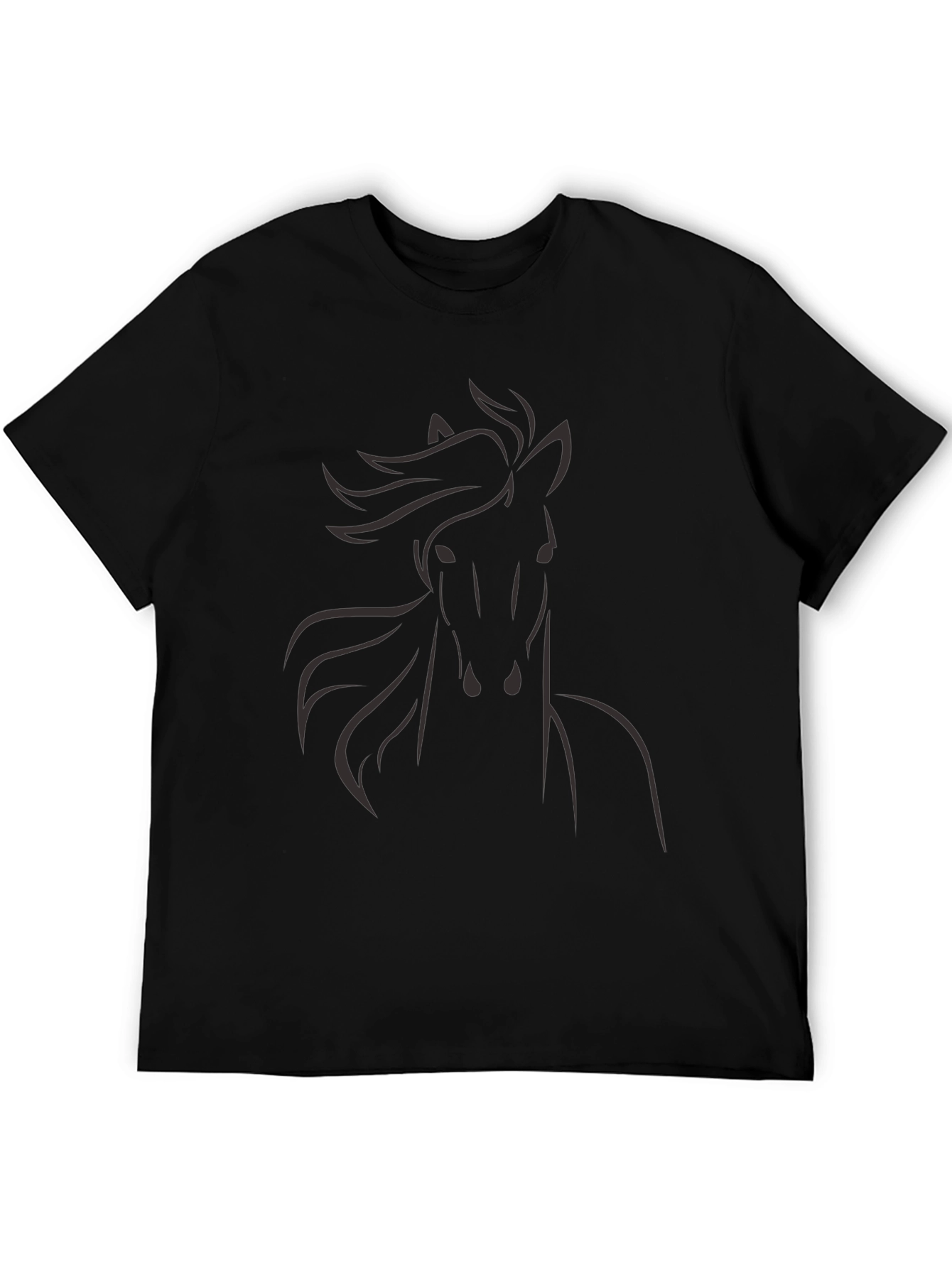Mens Black Horse Graphic T-Shirt