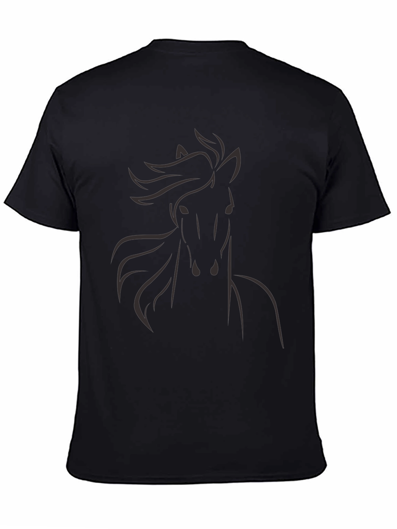 Mens Black Horse Graphic T-Shirt