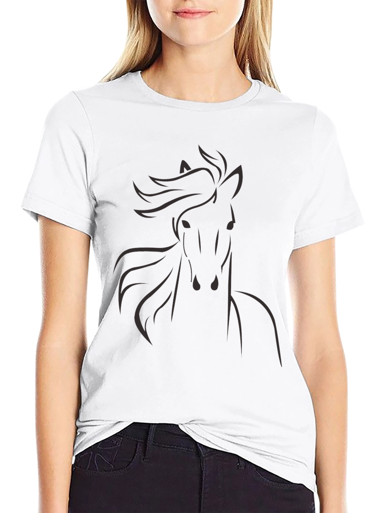 Mens Black Horse Graphic T-Shirt
