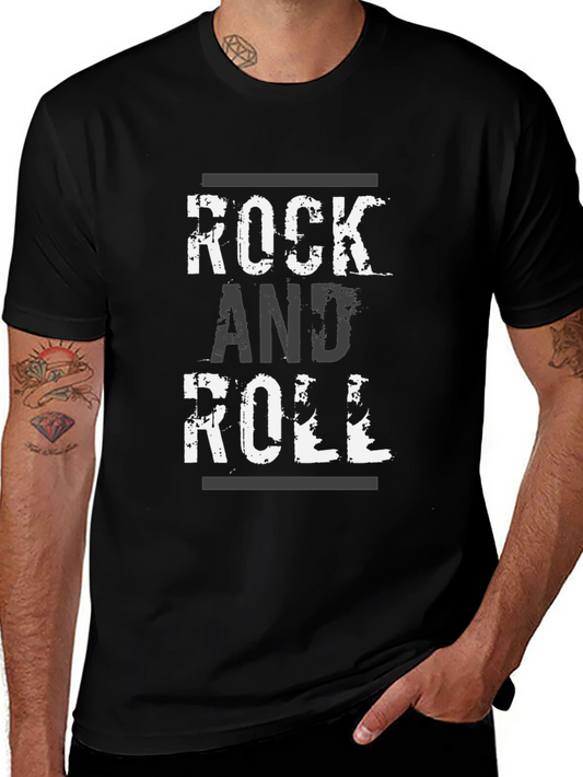 Rock and Roll Graphic Print Black T-Shirt