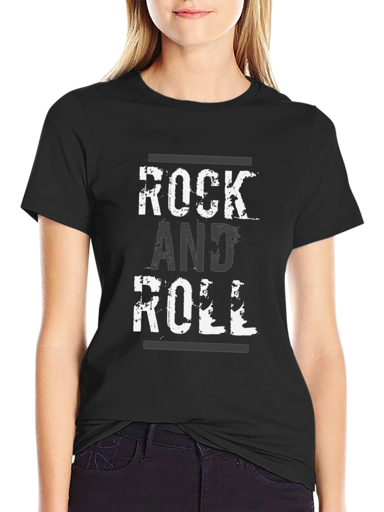 Rock and Roll Graphic Print Black T-Shirt