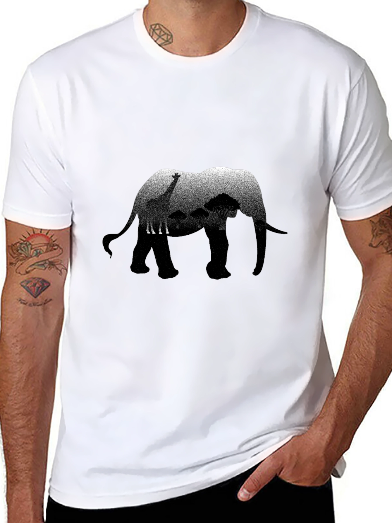 Elephant Safari Graphic Print T-Shirt