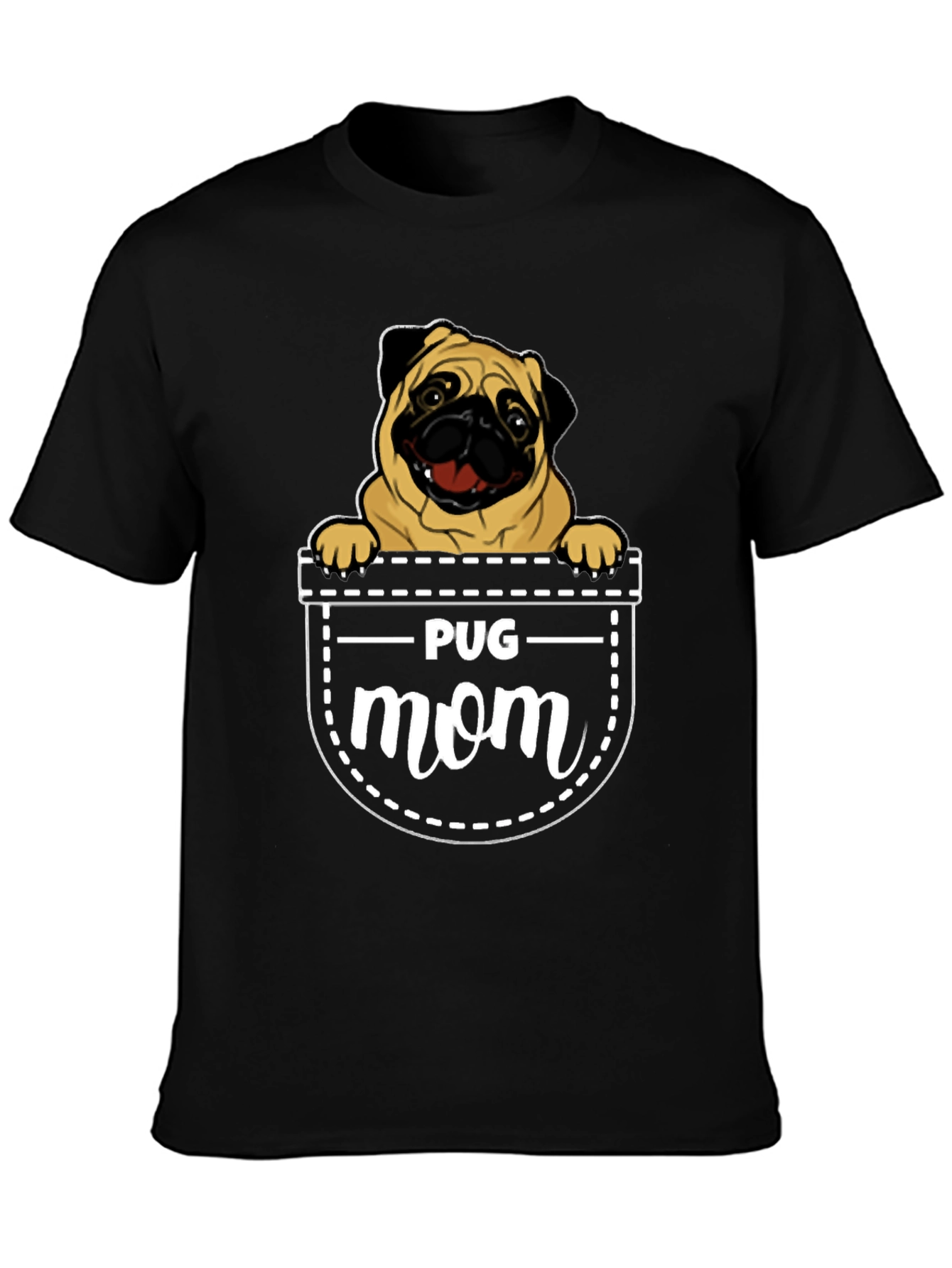 Pug Mom T-Shirt - Pocket Design