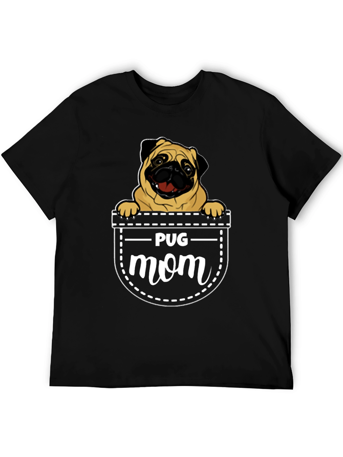 Pug Mom T-Shirt - Pocket Design