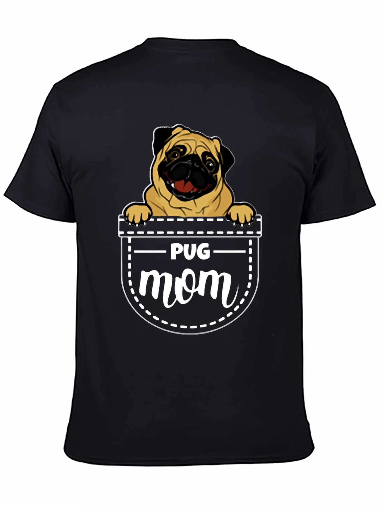 Pug Mom T-Shirt - Pocket Design